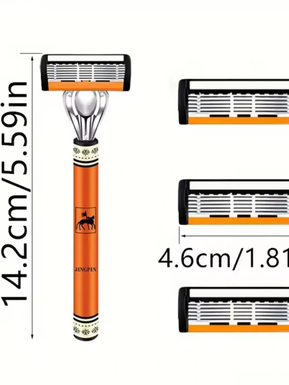 L🌺W. Start 👀Men's Orange Safety Razor with 3 Replacement Cartridges